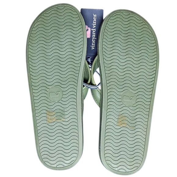 NEW Vineyard Vines Men’s Size 11 Clover Green Leather Contoured Flip Flop Sandal main image 7